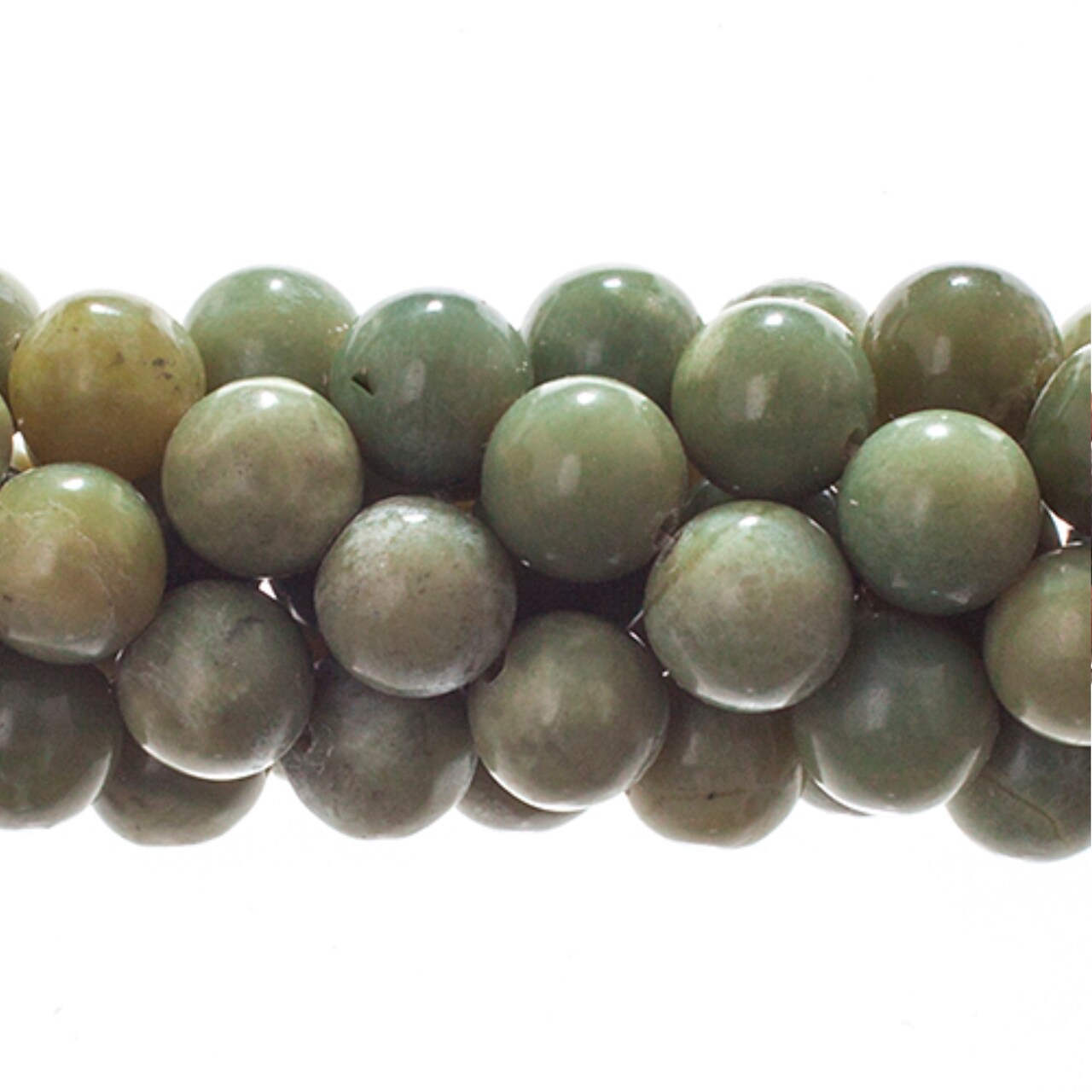 Earth's Jewel Semi-Precious 8mm Green Jasper Natural Round Strung Bead